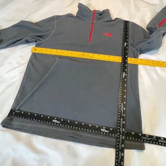 The North Face Mens Fleece Pullover M Gray With Red Accents - Picture 8 of 9